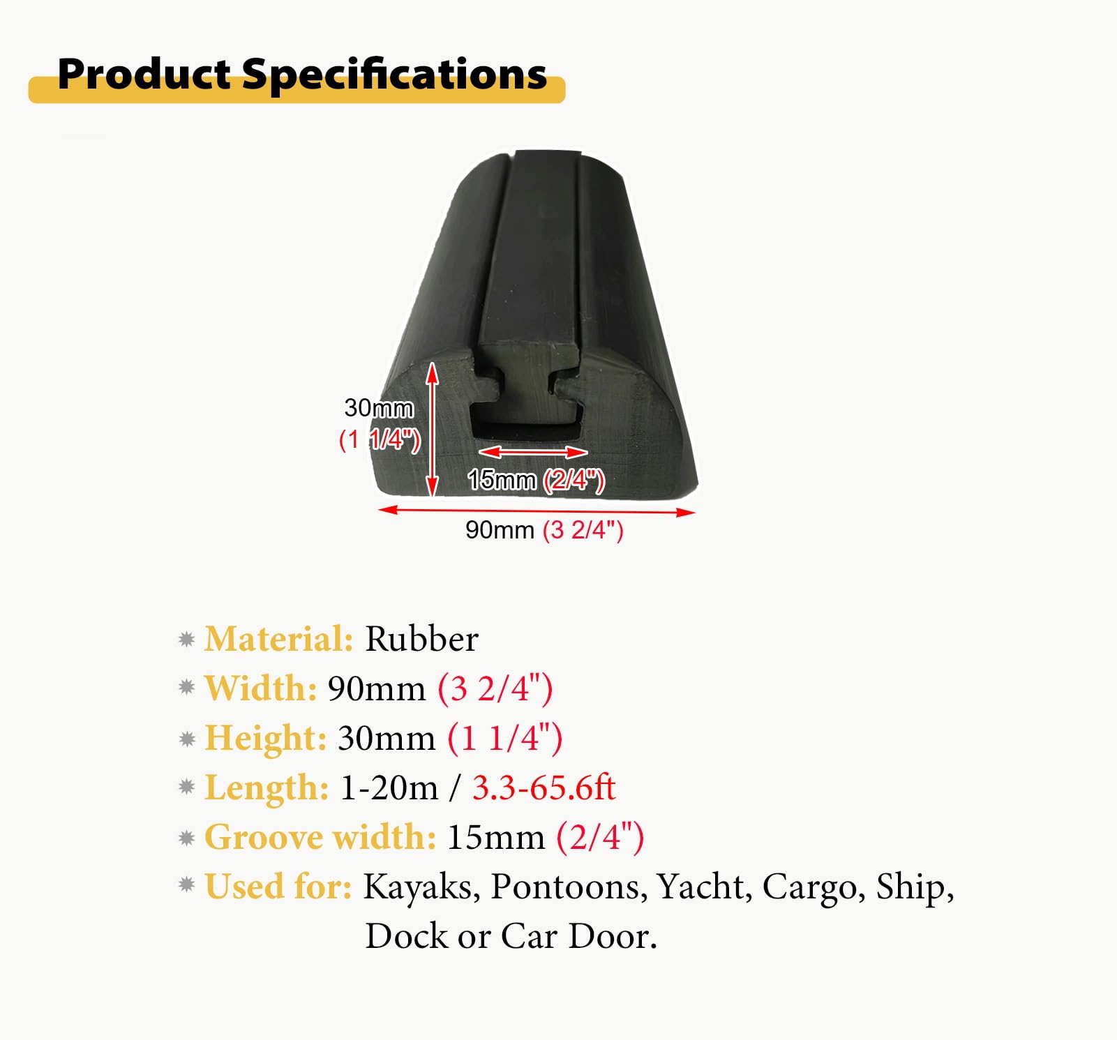 Inserto in gomma per barche, bordo dello scafo resistente alle intemperie per pontoni e kayak, striscia parafango flessibile, paraurti a vite nascosta, 19 m, larghezza 4,5 cm