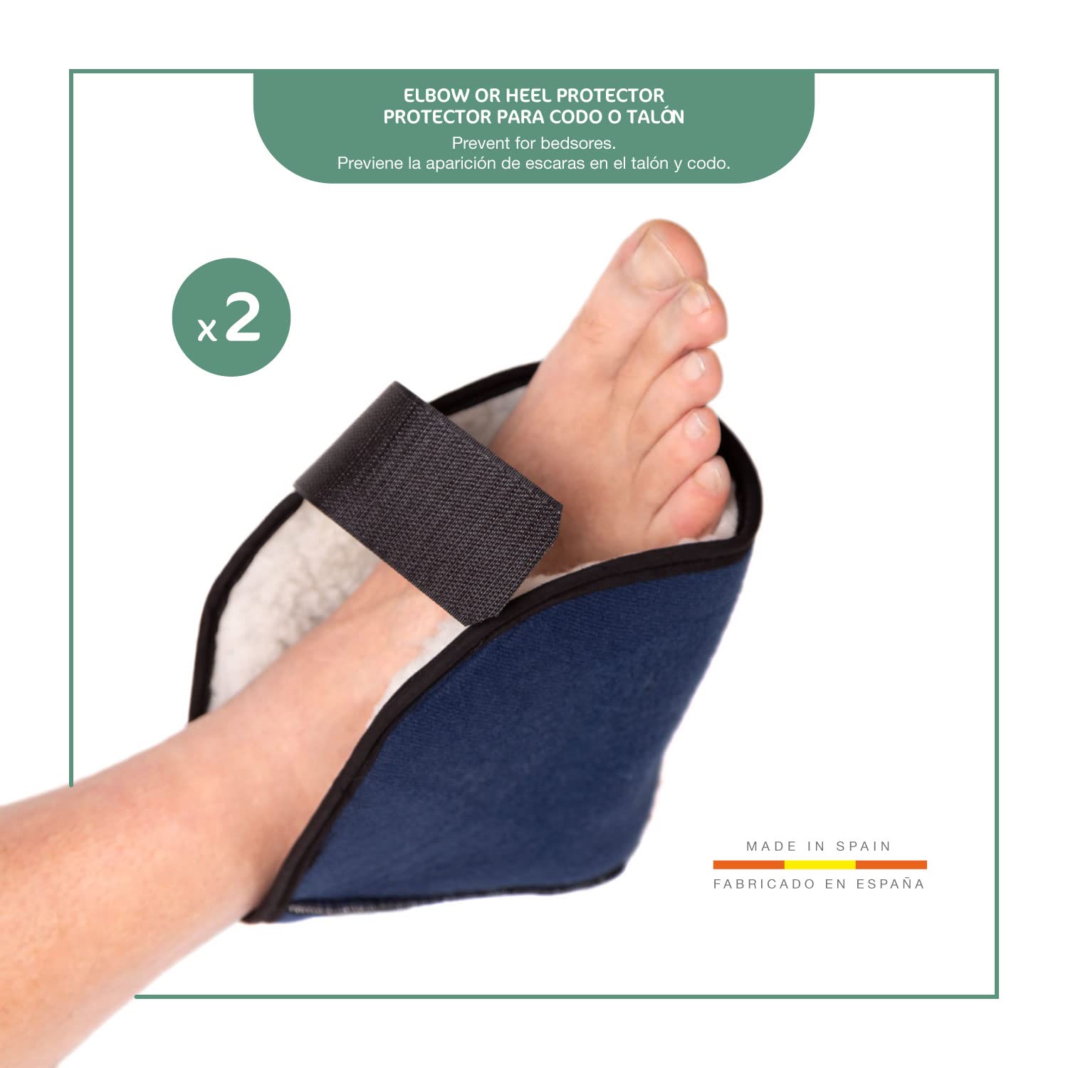 Taloneras Antiescaras – Par de Protectores para Talón, Pie o Codo para Prevención de Úlceras y Llagas por Presión – Uso Diario en Cama o Silla de Ruedas – Talla Única, Azul Marino