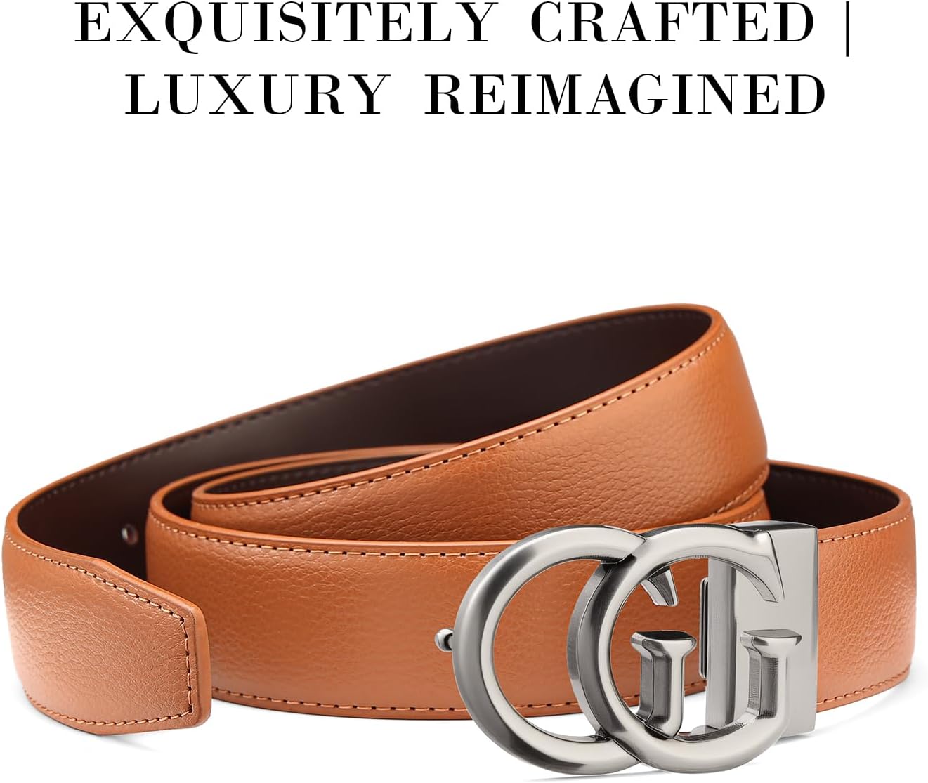 Mens Microfiber Synthetic Leather Belt for Men - Adjustable Strap with Gold Buckle, Belt for Business & Casual - Image 2