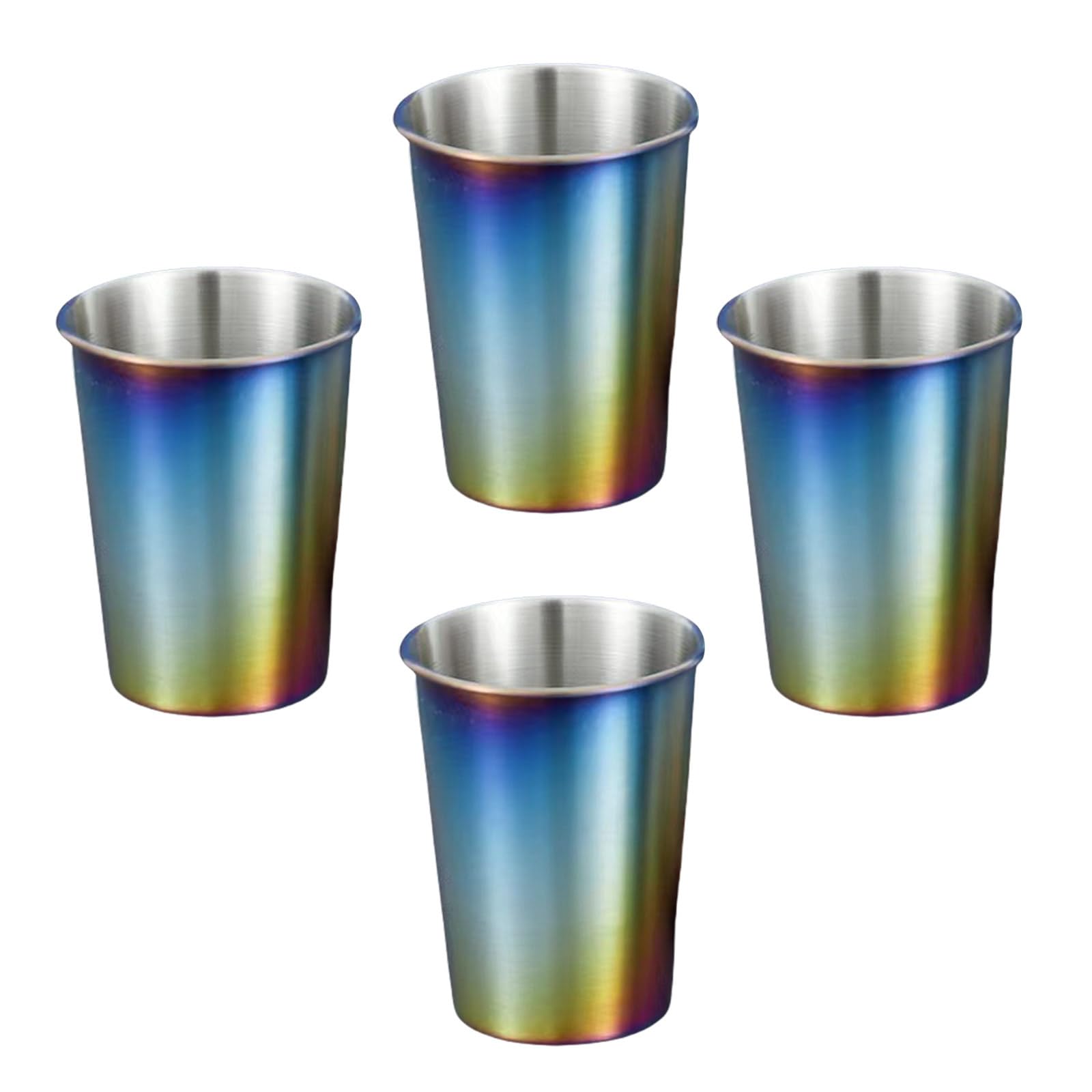 MICFENY 4 Pack Stainless Steel Cups Stackable Coffee Tumblers Metal Drinking Glasses Milk Mug Drinkwares for Camping Travel