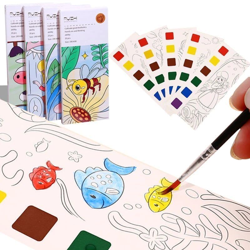 Pocket Watercolor Book 20 Sheets Water Painting Patterns Book with Art Brush for Kids Toddle Cartoon Painting kit Children Watercolor Paint Book | Portable Pocket Travel Watercolor Kit (2) (B0DDJHSWL6) Amazon Price History, Amazon Price Tracker