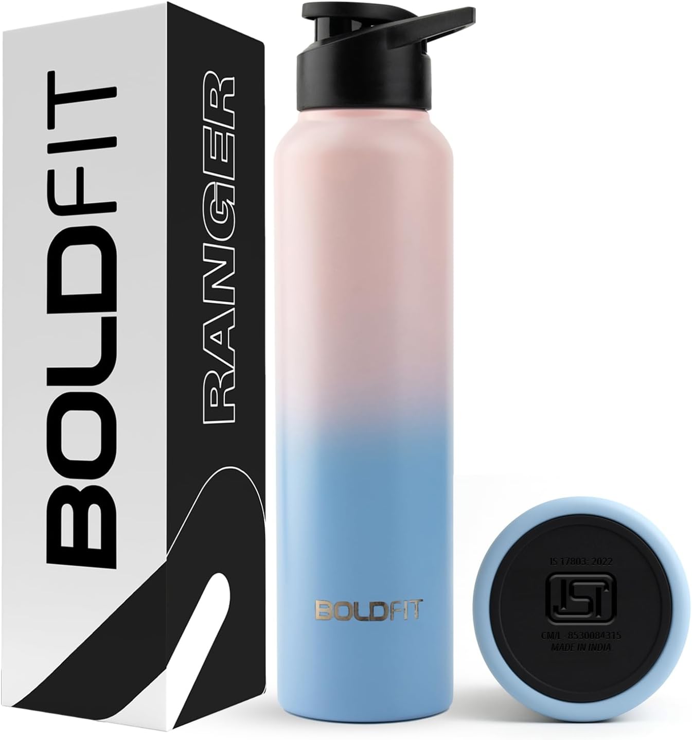 Boldfit Water Bottles Stainless Steel Water Bottle 1 litre Steel Water Bottles for School, Office, Home, Gym 1 litre Water Bottle for Men Leakproof, Rust free Steel Bottle -1000 ml Bottle Pink Blue