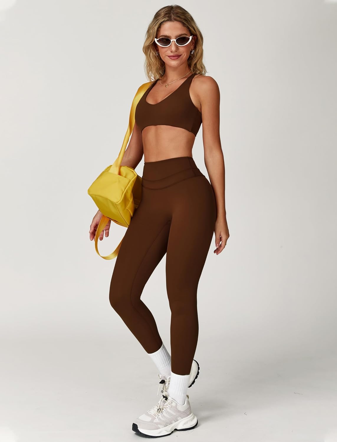 Womens Workout Sets Adjustable Straps Sports Bras and High Waist Leggings Sets Pilates 2 Piece Outfits for Women - Image 4