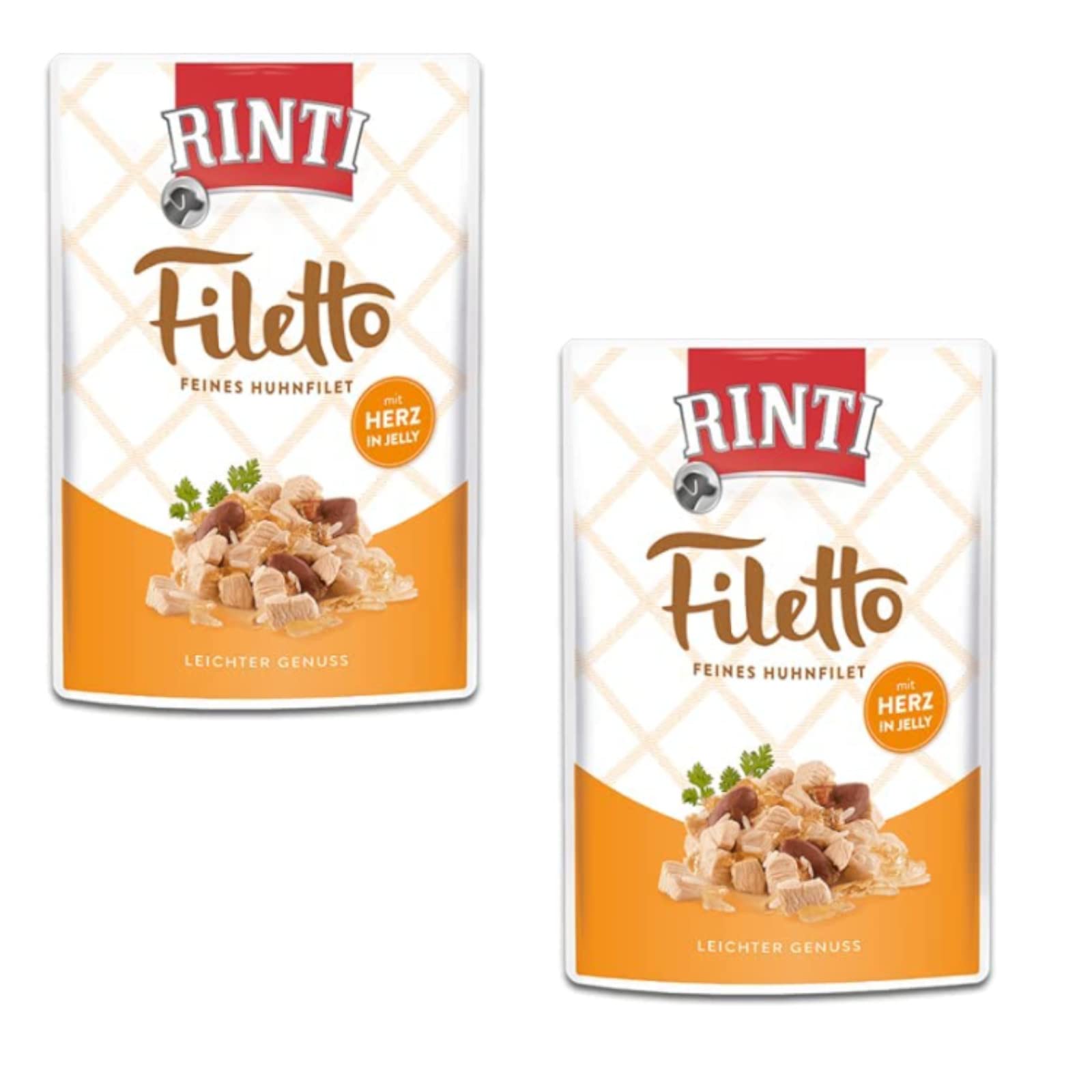 Rinti Hund - Filetto Huhn & HÜHNERHERZ - Doppelpack - 2 x 24 x 100g