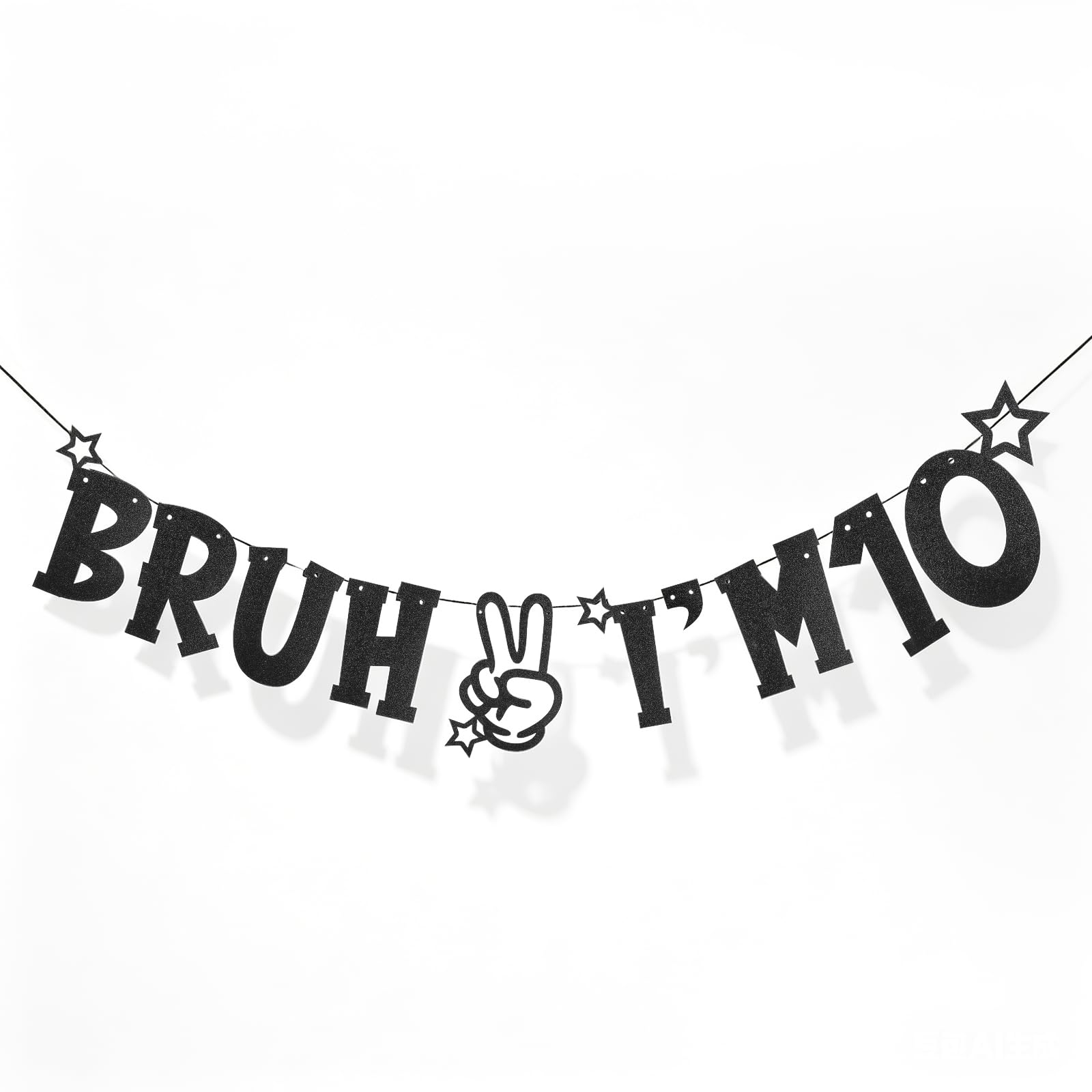 Happy 10th Birthday Banner – 10th Birthday Decorations, Flashing Black Party Banner for Boys and Girls, 10 year old Birthday Party Supplies