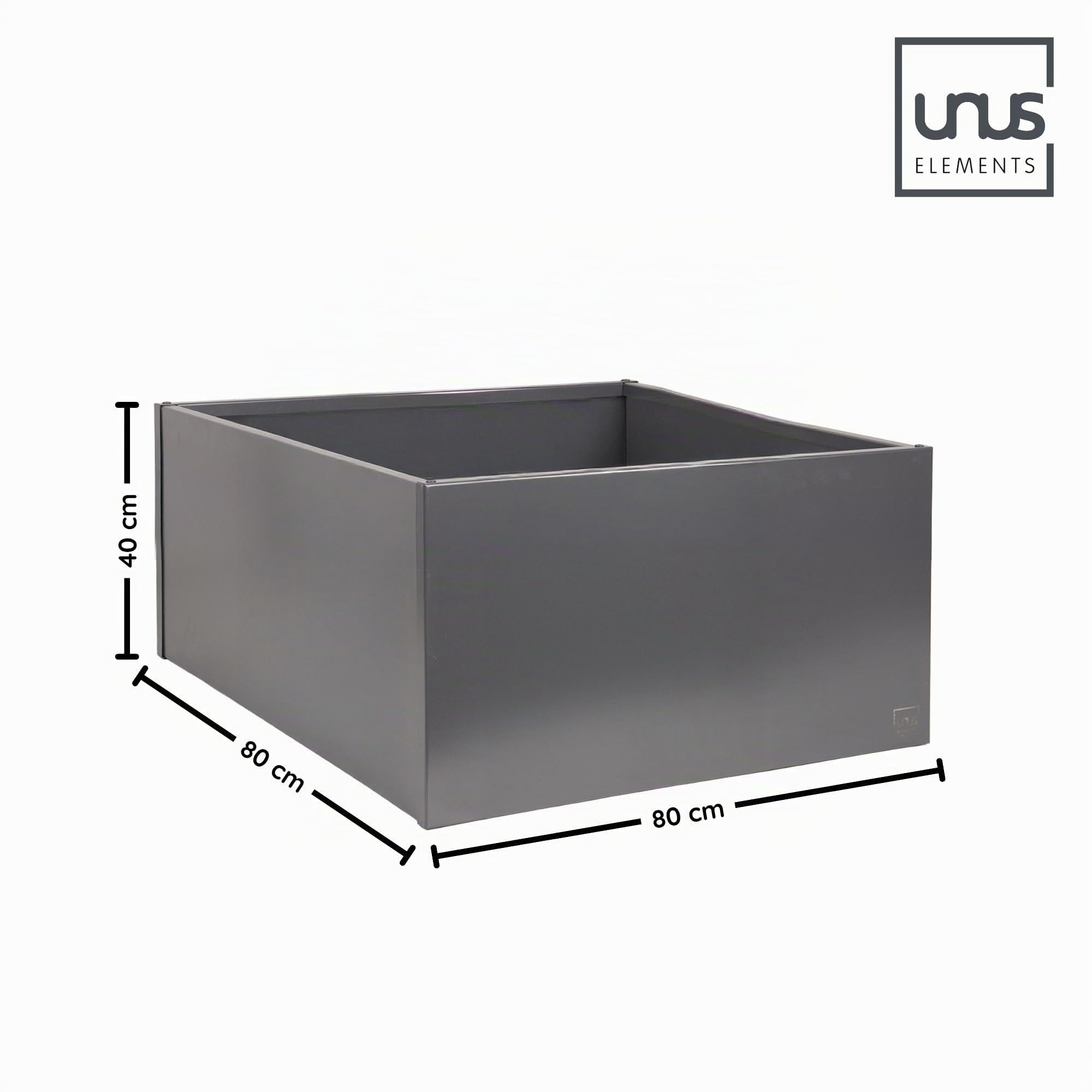 UNUS Fioriera quadrata, 80 x 80 x 40 cm, antracite, resistente alle intemperie, moderna, rettangolare, per giardino, terrazza, balcone