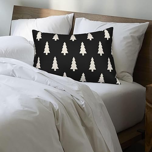 Miniatura 5 de Juego de 2 fundas de almohada de Navidad de 12 x 20 pulgadas, diseño de acuarela de árbol de Navidad, diseño de búfalo de invierno, decoración de