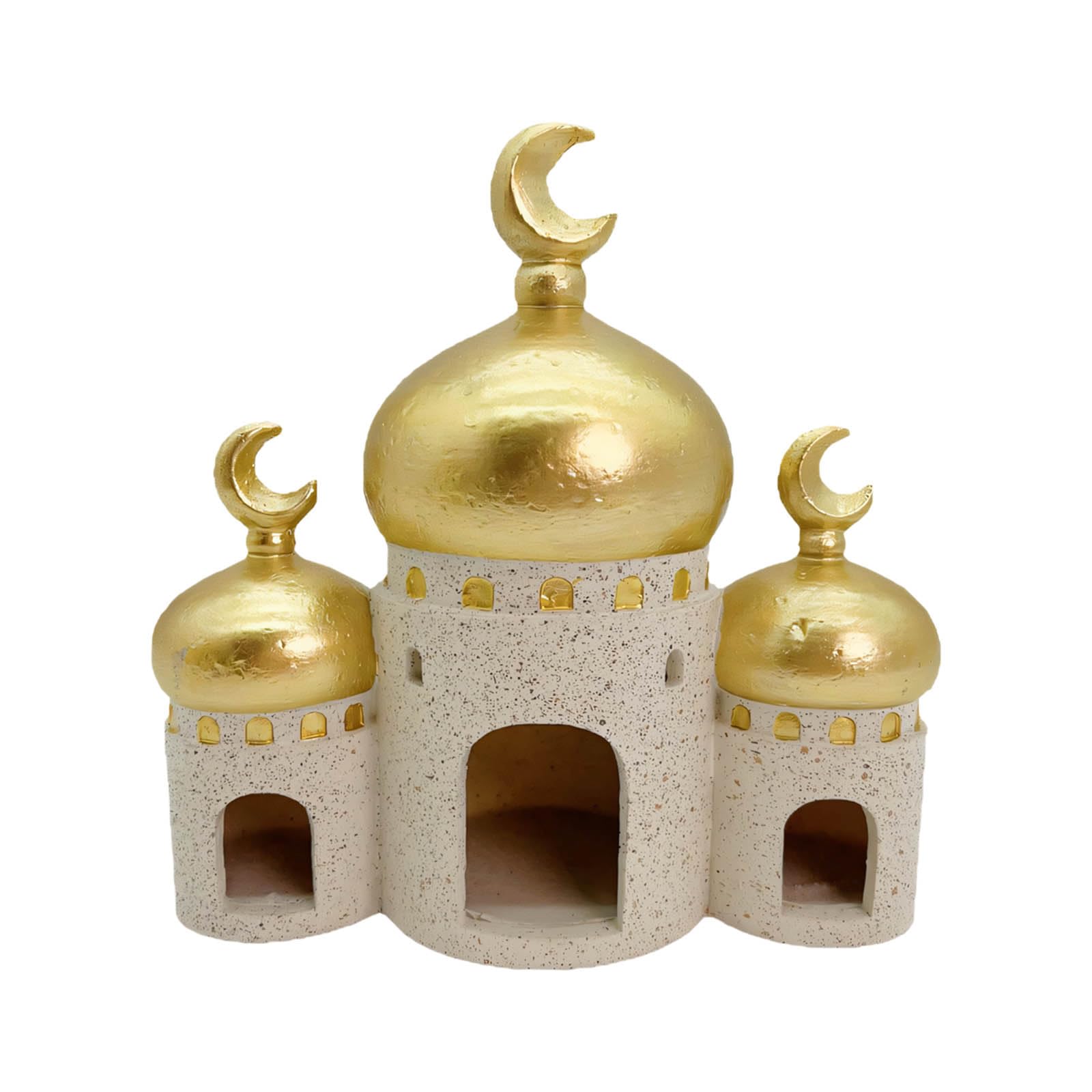 Oro e Bianco Decorativo Moschea Torre Islamica Eid Mubaraks Decors Ornamento Da Tavolo Ramadan Eid Decorazioni Per La Casa Regalo Ramadan Decorazioni