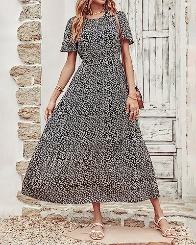 Image of PRETTYGARDEN Women's Casual Smocked Boho Floral A-Line Maxi Dress 2026