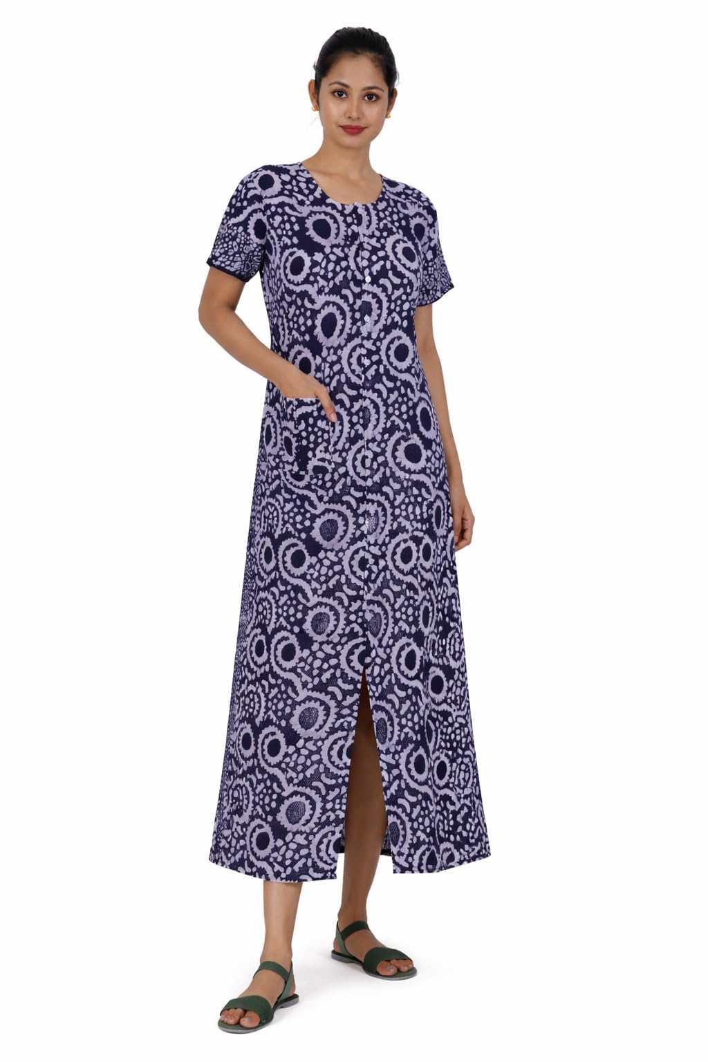menmaii Maxi [XL] - Women's Full Open/Multi Tie Up Darted Dress/Front Buttoned Multipurpose Dress for Pregnancy/Elderly/Patient/Feeding/Hospital Purpose Nighty [a kind of Adaptive Clothing]-[NAVY_BTK_XL]-picture-48