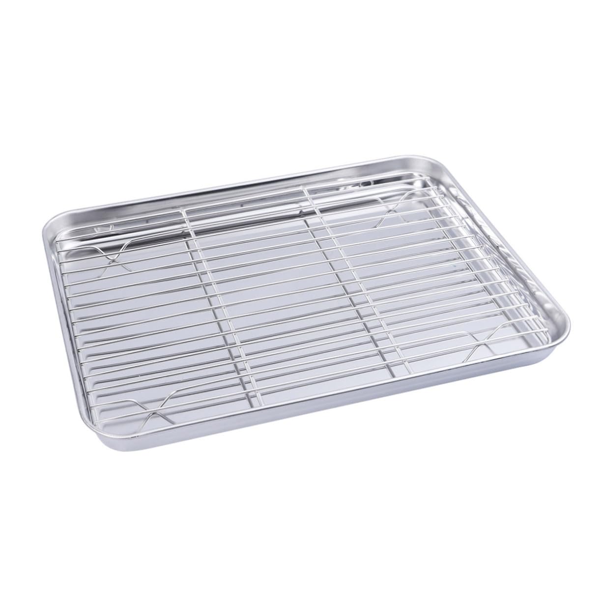 Zerodeko 2 piezas Bandeja para Hornear y Rejilla de Enfriamiento de Acero Inoxidable Bandeja Reforzada sin para Pasteles Galletas y Tartas Resistente y Fácil de Limpiar para Hogar y