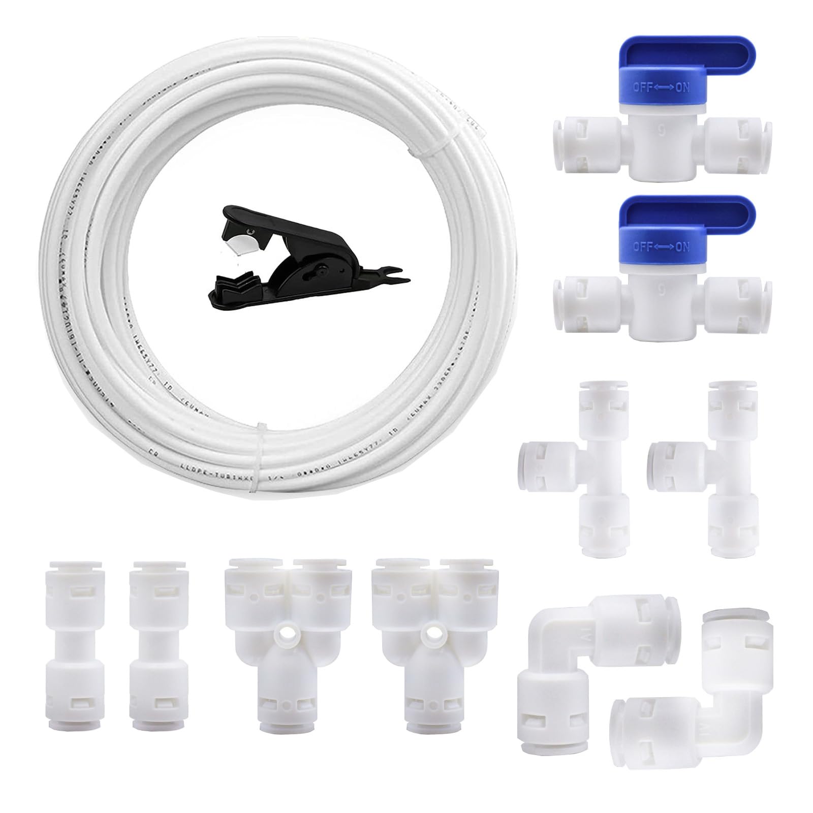 HUAZIZ 5 Meter Weiss Universal Anschluss-Set, 14 Stück RO Water Filter Fitting für 3/8 Zoll Schlauch, Kühlschrankschlauch, Wasserschlauch mit Y T I L Typ Absperrventil HUAZIZ 5 Meter Weiss Universal Anschluss-Set, 14 Stück RO Water Filter Fitting für 3/8 Zoll Schlauch, Kühlschrankschlauch, Wasserschlauch mit Y T I L Typ Absperrventil