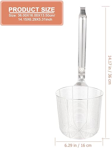 Miniatura 2 de ZzzaNa Cesta de papas fritas de acero inoxidable, cesta de metal para freír, colador de araña, colador de espaguetis, colador de fideos, escurridor