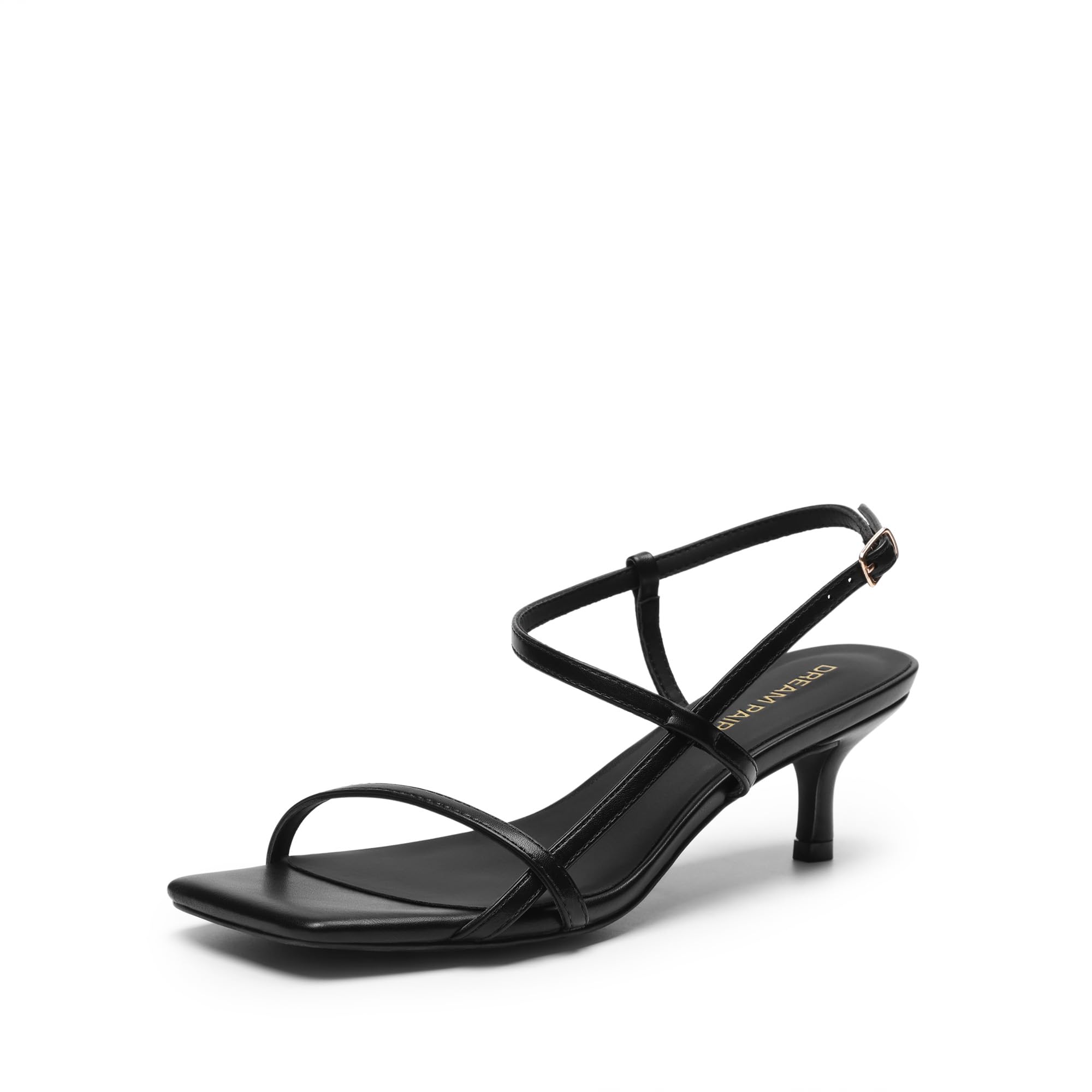 DREAM PAIRS Sandalias de Tacón Bajo con Punta Abierta y Correa al Tobillo para Mujer, Ideales para Fiestas y Bodas