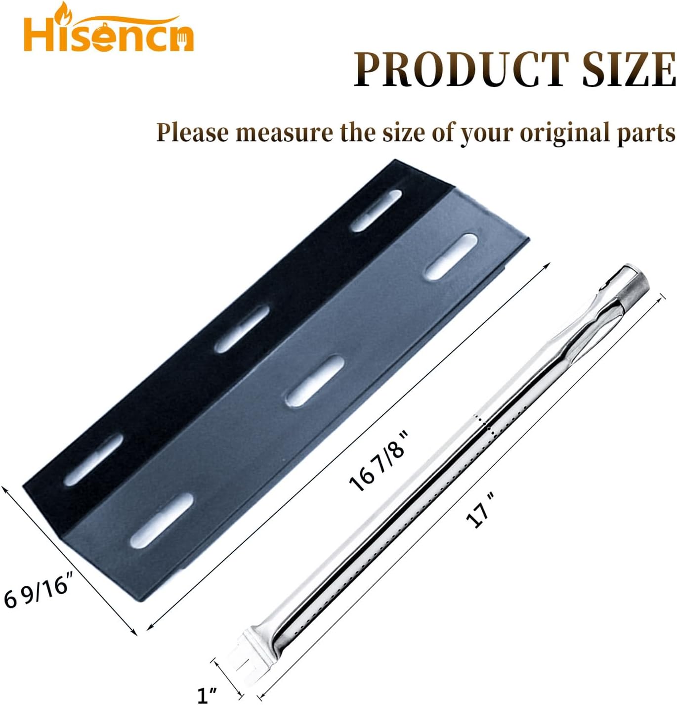 Hisencn Repair Kit Replacement for Ducane 3 Burner 17" 3100, 3200, 3400, 30400040, DUCHD1, 30500048, 30500602, DUCHP1 Gas Barbecue Grill Pipe Burner Tube, Heat Plate Tent Shield, Burner Cover