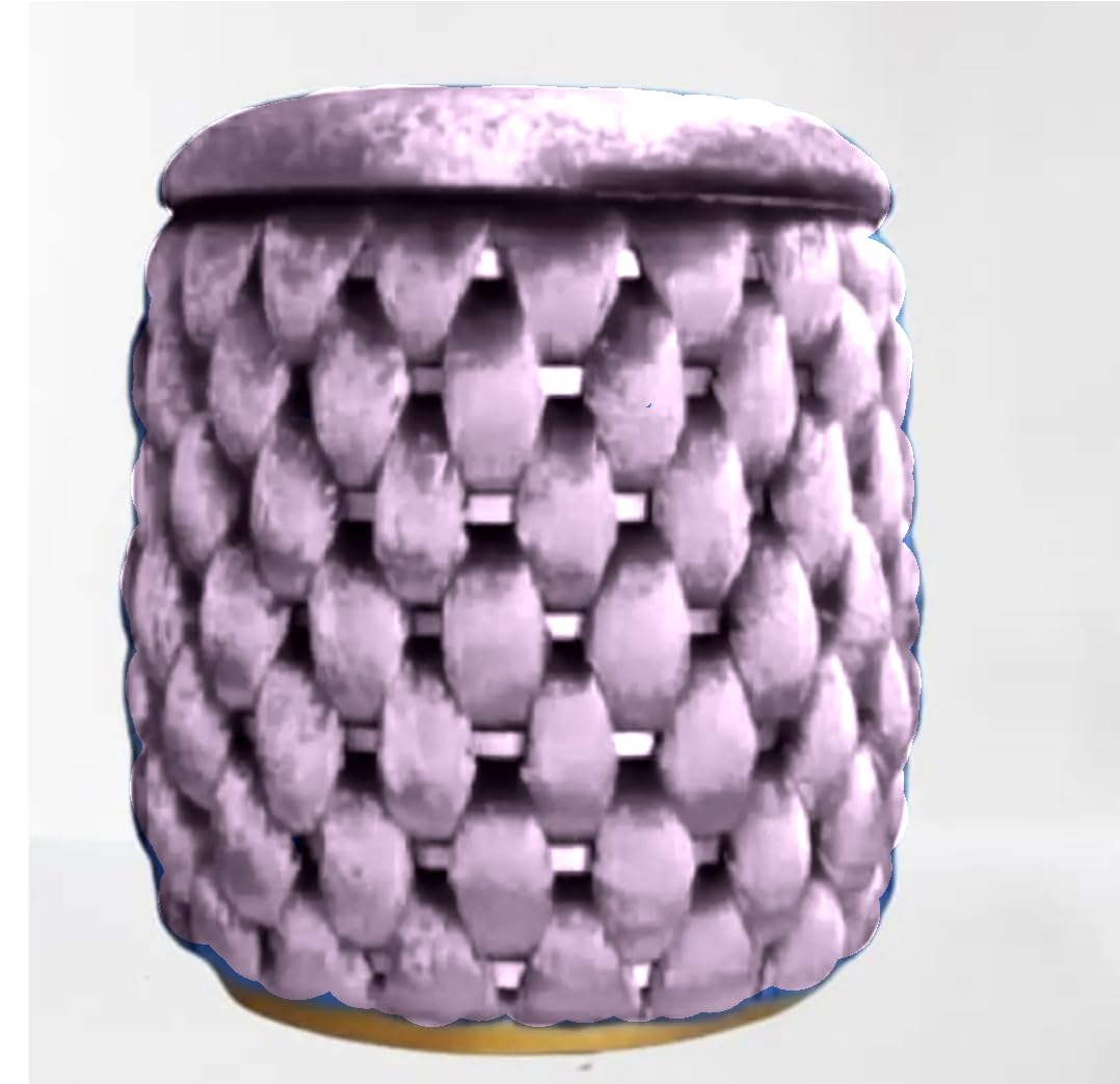 UNIQUESOFA Velvet Ottoman Footstool with Tufted Design, Round Storage Pouf, Green (Pink)