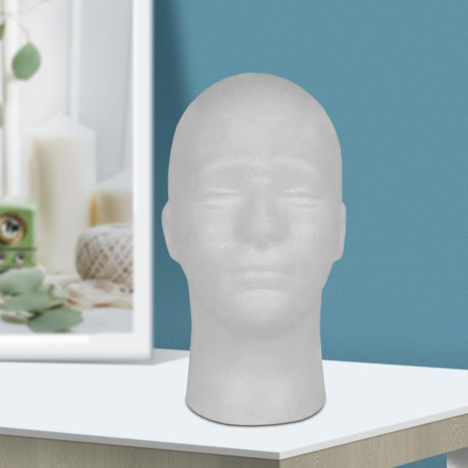 Cabeza de Peluca de Espuma de Poliestireno para Hombre Maniquí Cabeza de Maniquí Pelucas Ligeras Blancas Modelo de Exhibición Sombreros Gafas Diadema