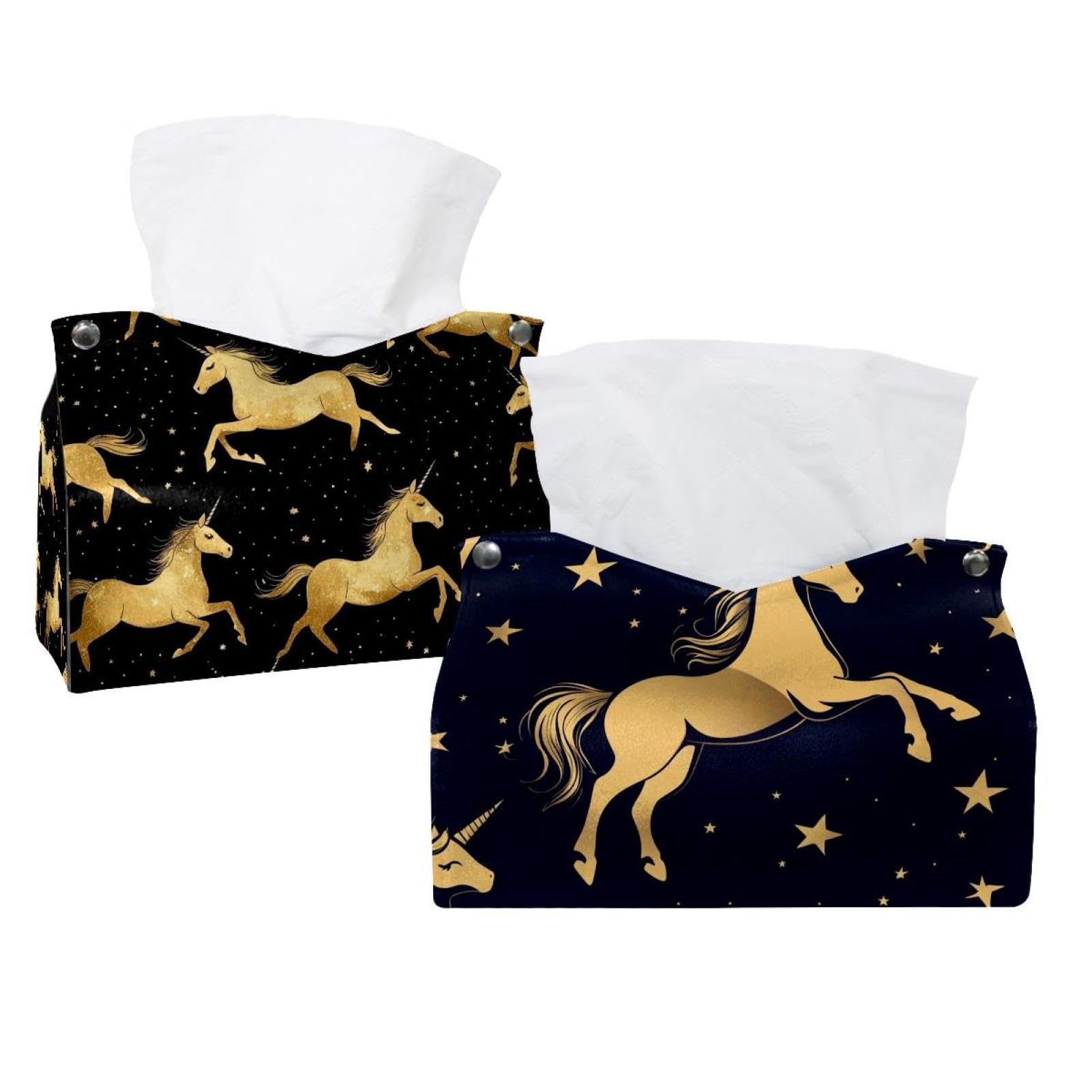 Distributeur de serviettes visage licorne dorée, étui protecteur lot de 2