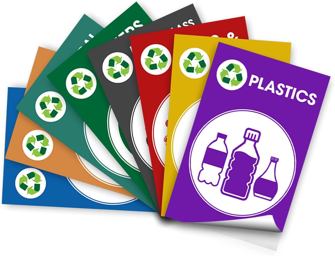 GOLEEX Recycling Stickers for Trash Can Green Recycle Bins Stickers Sorting Sticker