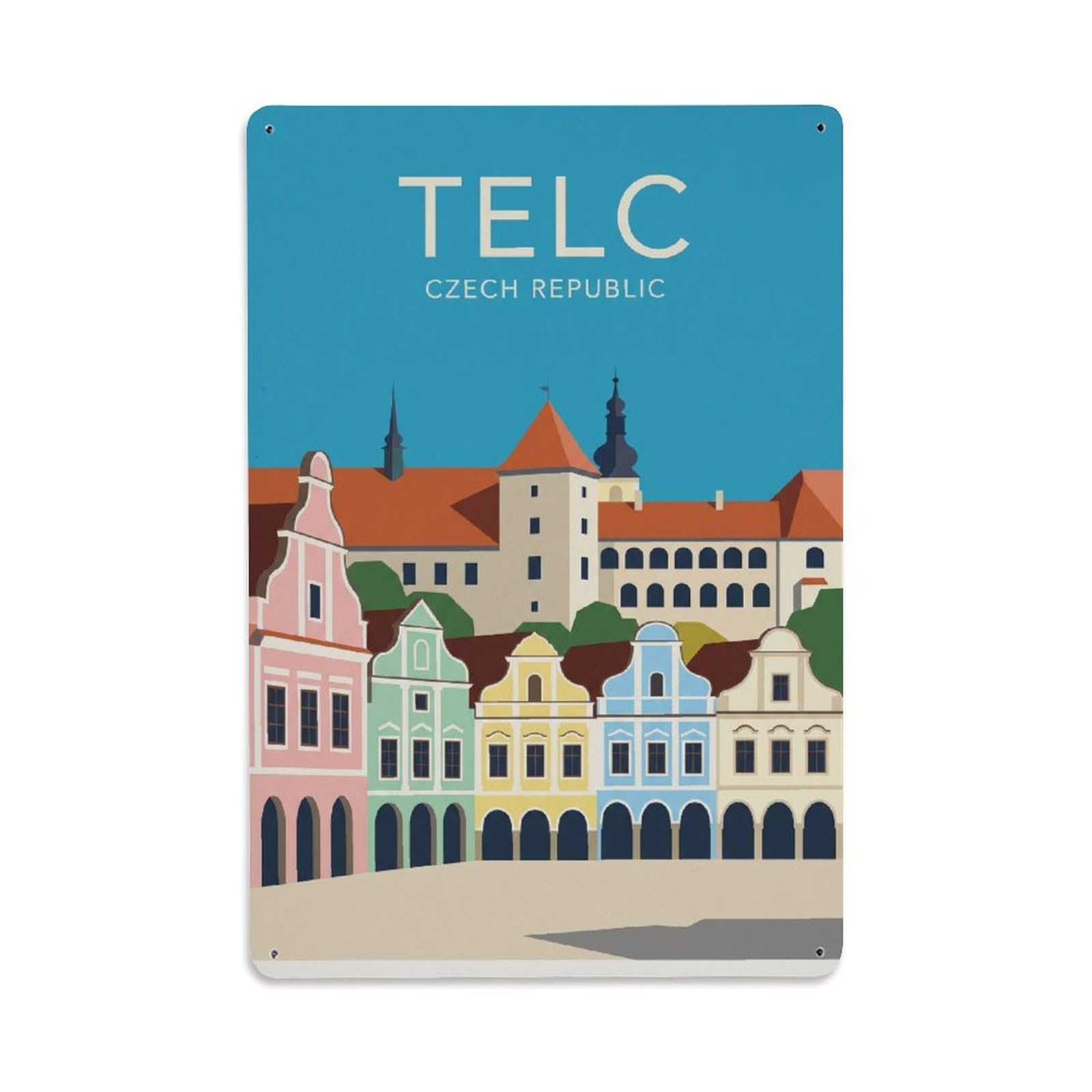 Czechia Telc Retro Travel Metal Tin Sign