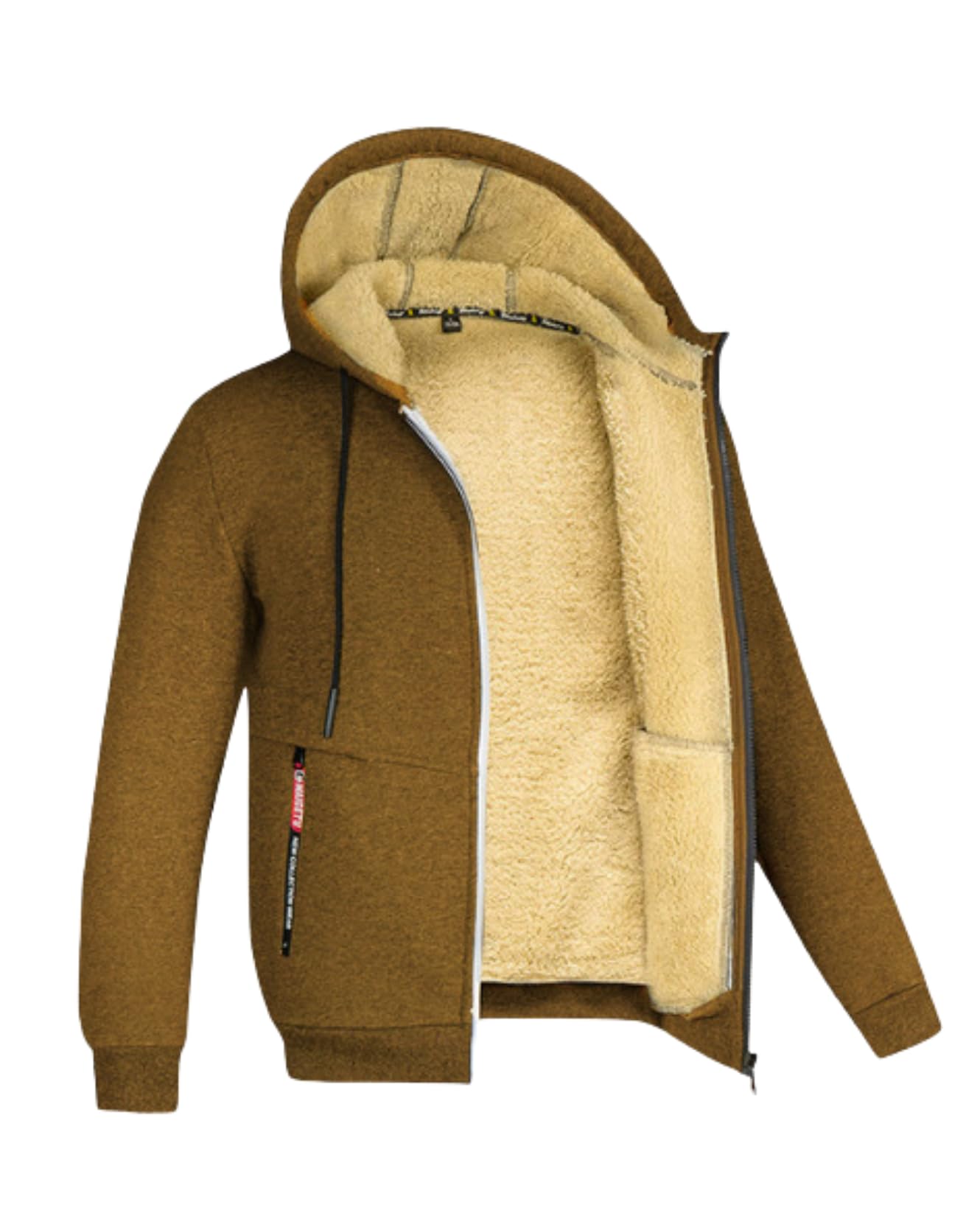 Men's Winter Hoodie Jacket Thickened Fleece Lined Hooded Coat Cardigan Style Warm Wear for Fall Season