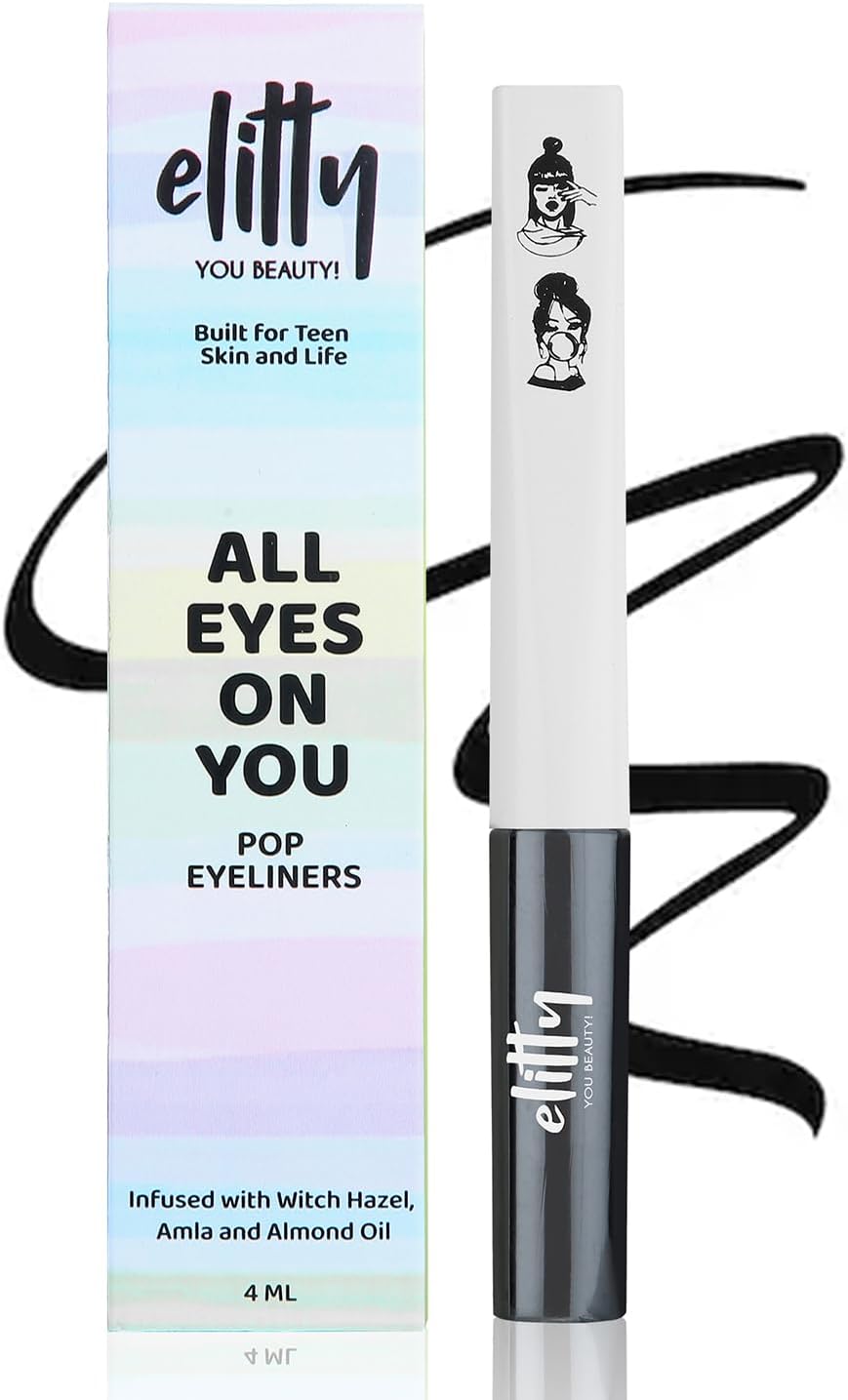 Elitty Waterproof Eyeliner - 4g Black Colour With Intense Matte Finish | Smudge Proof, Long Lasting Liquid Liner For Eye Makeup | Quick Drying Formula With Fine Tip For Smooth, Precise Application