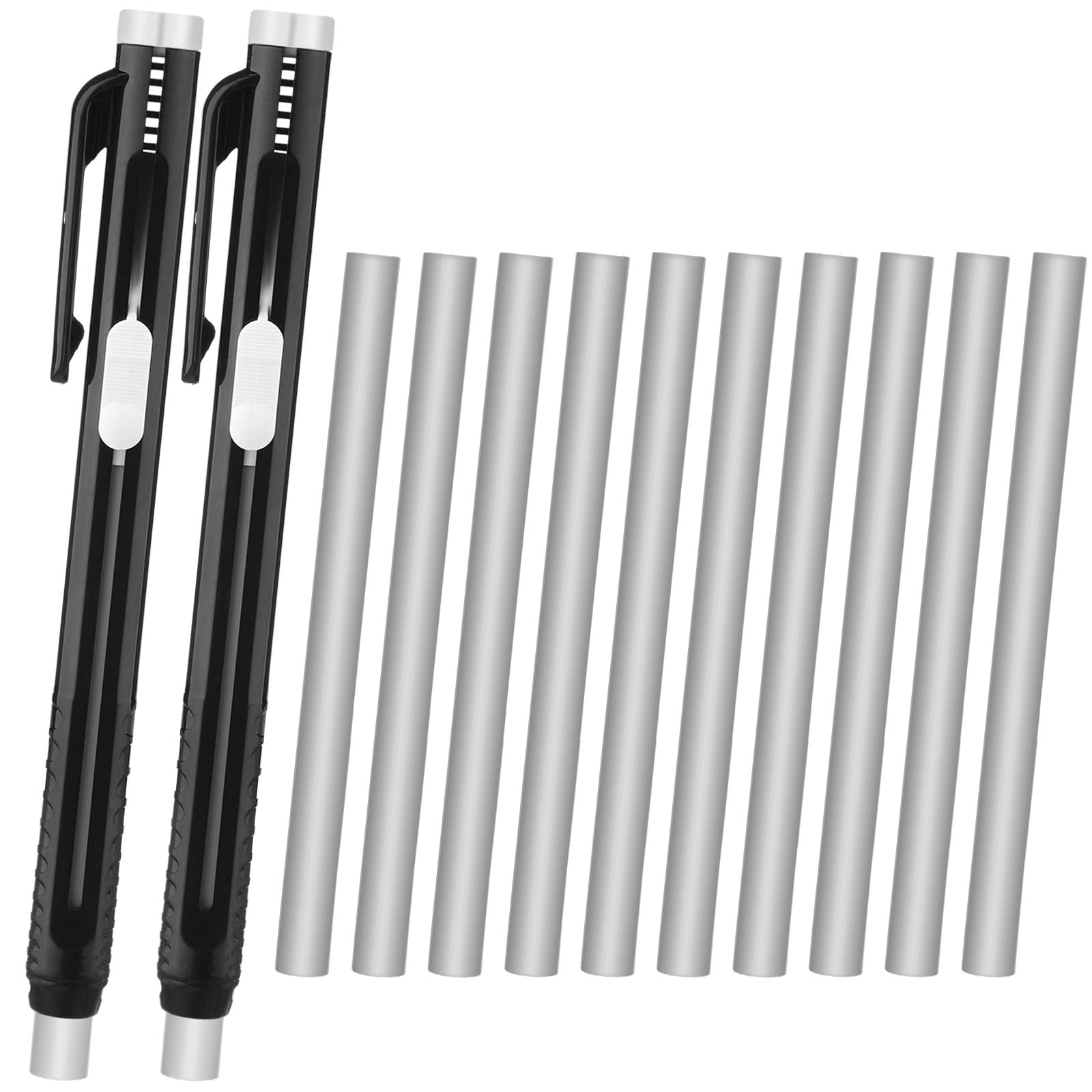 12 Pieces Retractable Mechanical Eraser Pen Bulks Retractable Mechanical Stick Eraser Refill for Teacher Gifts Painting Writing Office Daily Study (