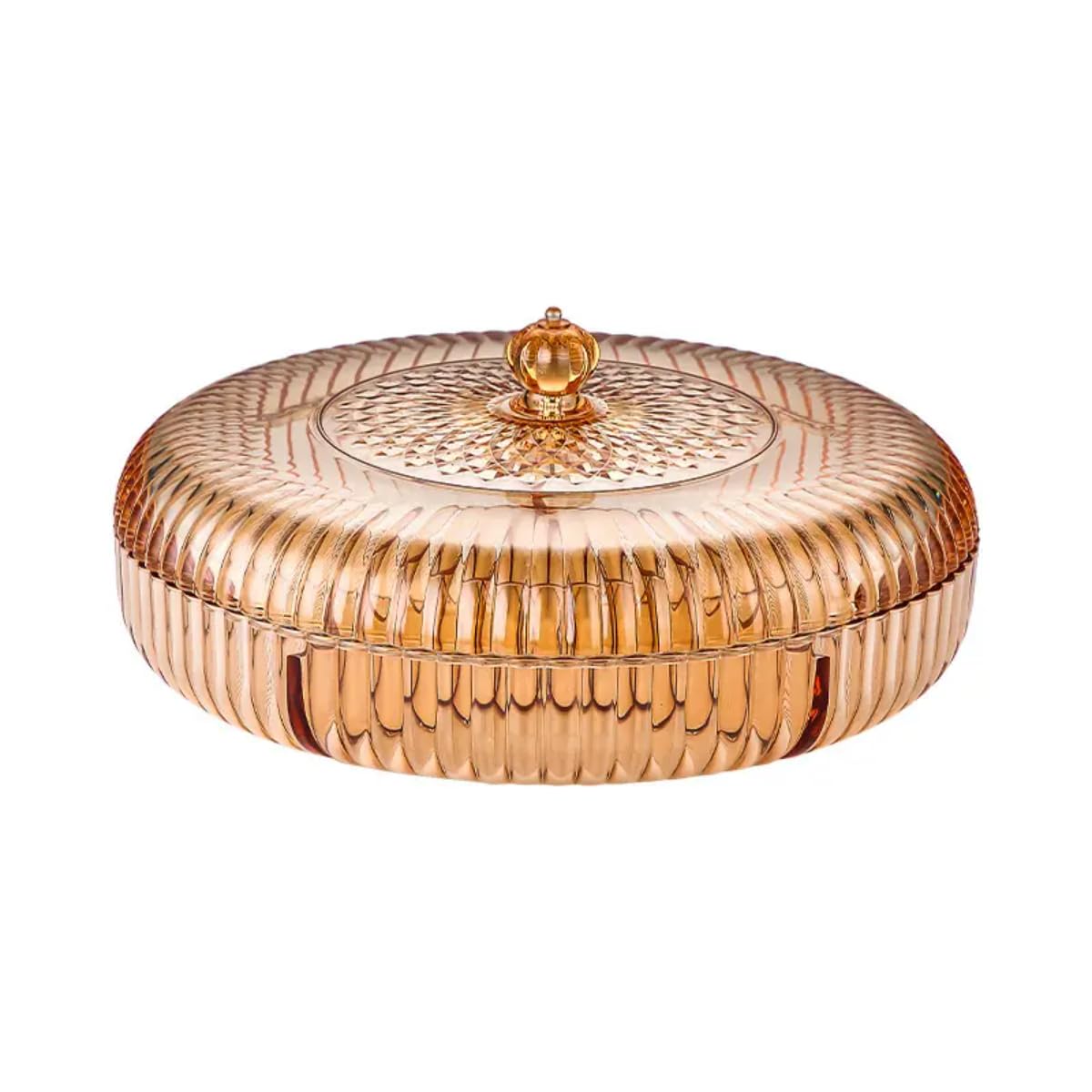 Round Snack Serving Tray with Lid - Divided Serving Dishes Round Appetizer Platter - Removable Dried Fruit Organizer Plate for Candy Crackers Chips for Parties. (Round)