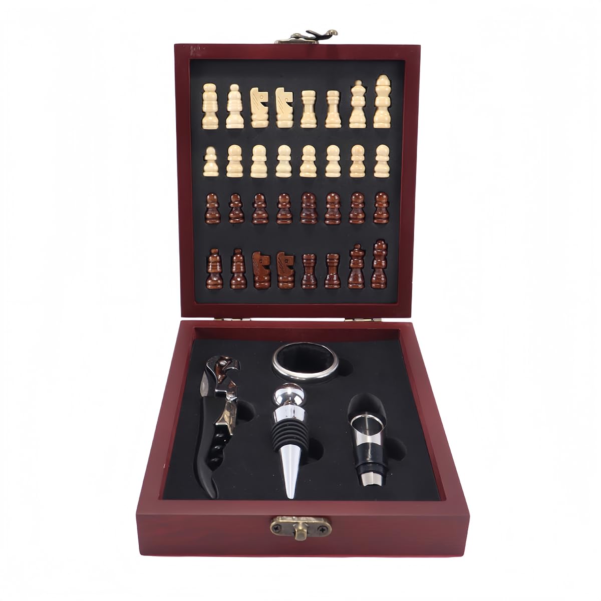 Huba Bottle Opener and Chess Set, Wood and Stainless Steel,14.8x17.5x4.5CM