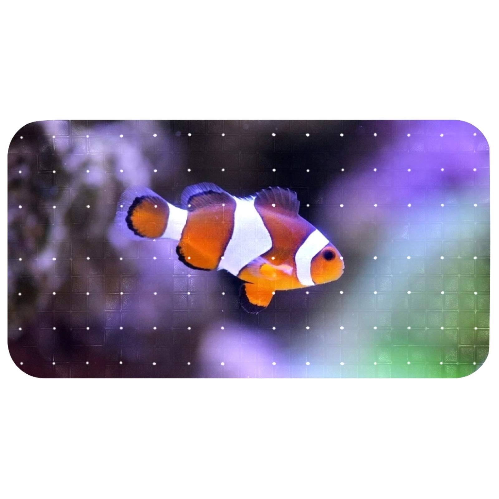 Tapis de bain ovale poisson clown 37,5x68,5 cm antidérapant avec ventouses pour sécurité baignoire