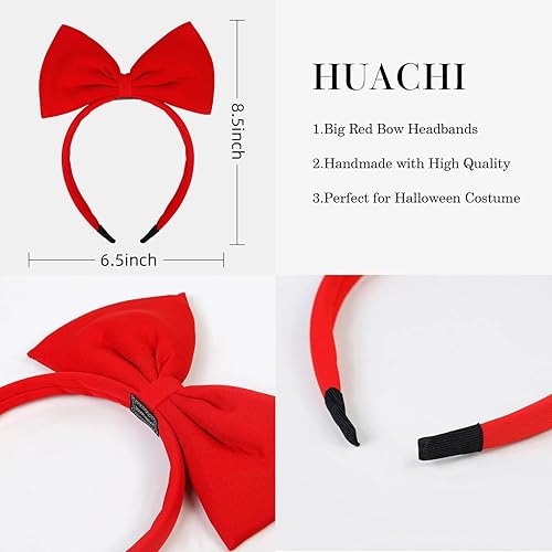 Miniatura 10 de Huachi Diadema de lazo negro para mujeres y niñas, lindas diademas de lazo grande, accesorios para disfraz de cosplay, accesorios para el cabello,