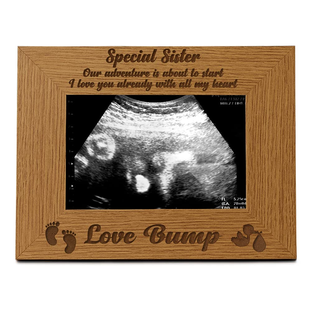 New Baby Pregnancy Scan Wooden Photo Frame Sister To Be Gift (5 x 7 Inch)