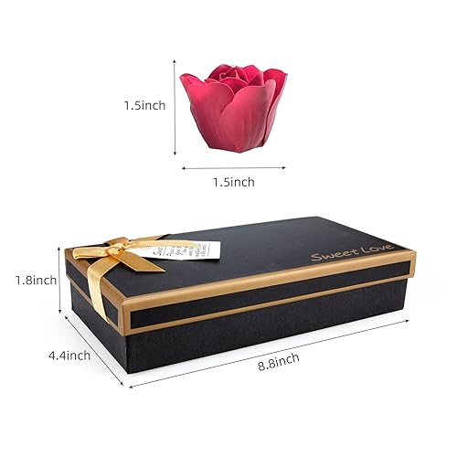Miniatura 5 de Jabón de baño con flores de rosas, pétalos de rosa perfumados florales para baño, jabón corporal de pétalos en caja de regalo para el día de San