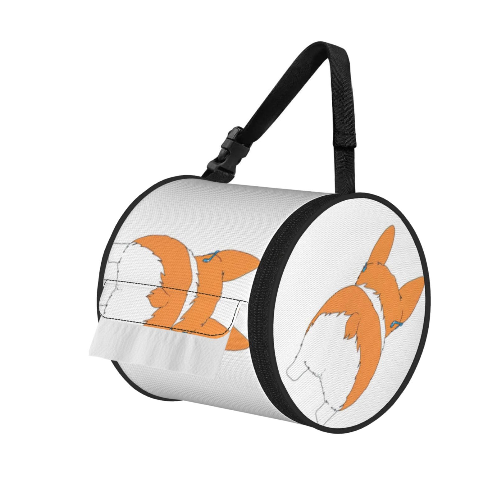 Funny Corgi Butt Brown Printed Hanging Tissue Organizer, Smooth Zipper Oxford Cloth Roll Holder for RV Bathroom Desk