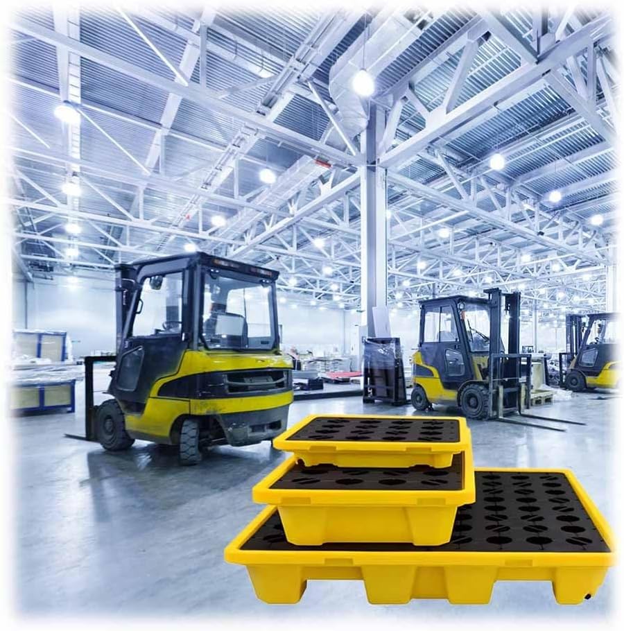 LXHELIVERY Spill Containment Platform, Outlet Modular Containment Capacity Pallet, Detachable Modular Grating Tray for Industrial Stackable Load Capacity Grating Tray(72x72x16cm)