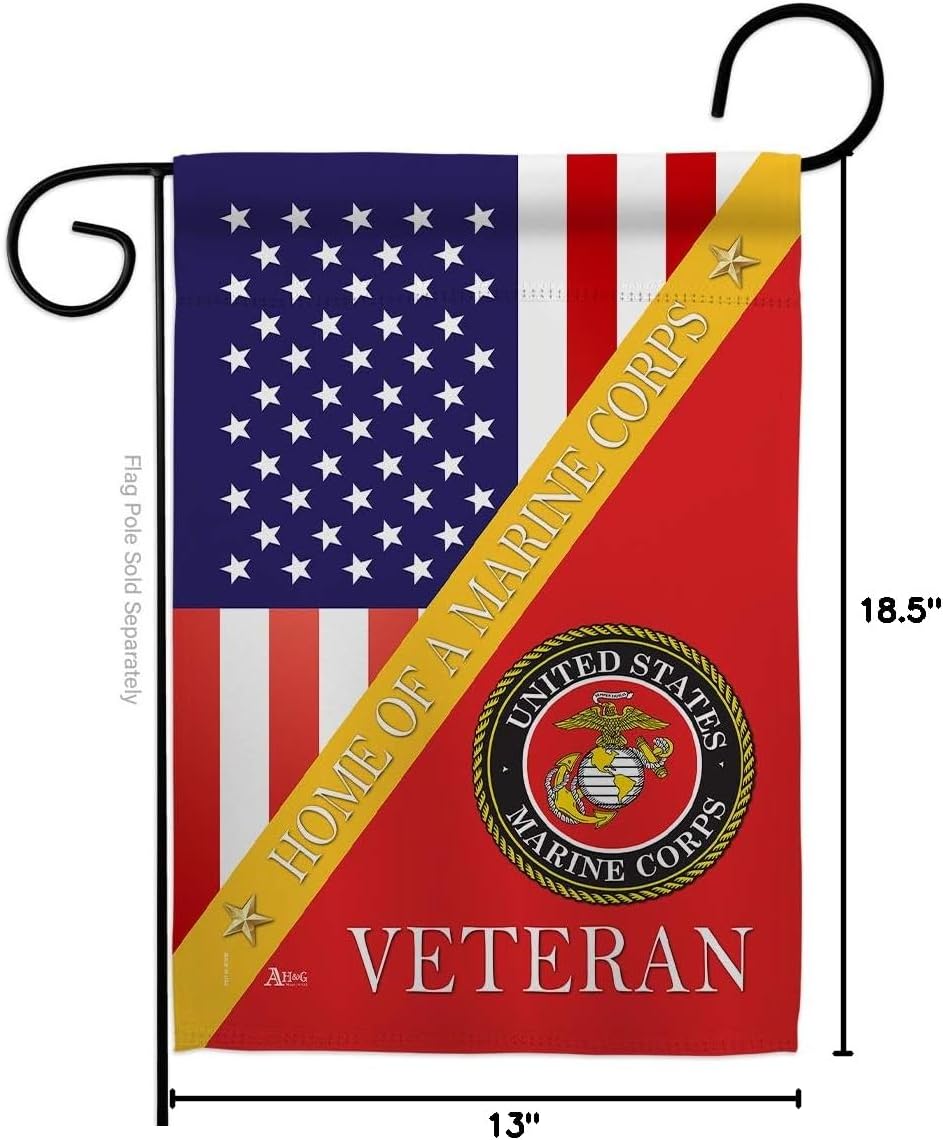Marine Corps Home of Garden Flag Armed Forces USMC Semper Fi United State American Military Veteran Retire Official Small Decorative Gift Yard House Banner Double-Sided Made In USA 13 X 18.5
