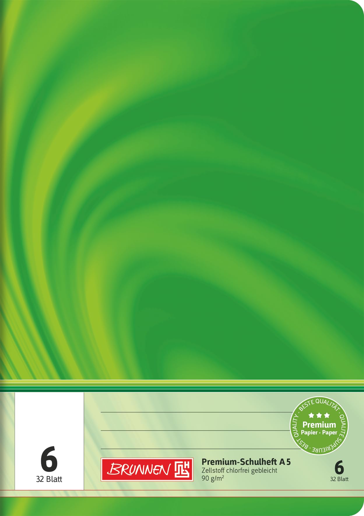 Brunnen 104550602 School Notebook A5 (32 Pages Blank with Lined Sheets, line Type 6)