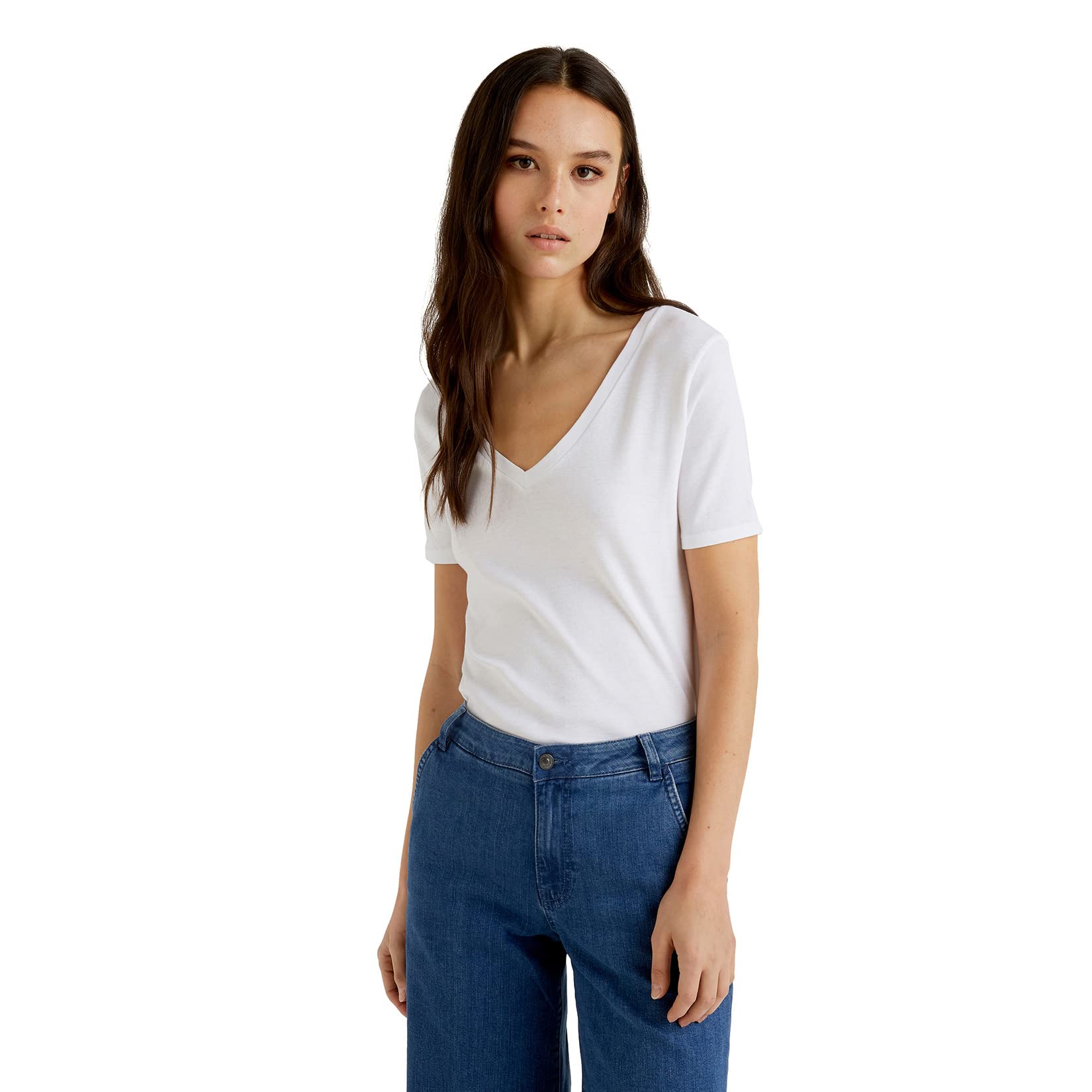 United Colors Of Benetton Women's White (Bianco 101) T-Shirt Kniited Tank Top, M Uk