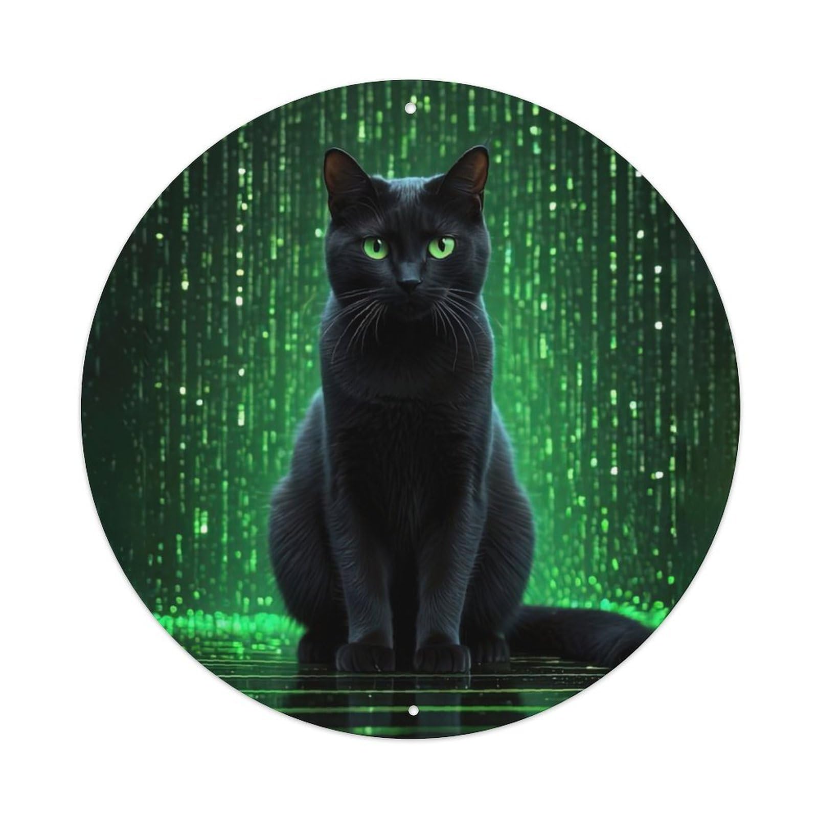 Green Eyes Cat Matrix Aluminium Sign 20x20cm