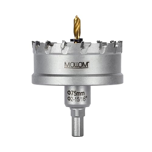 Miniatura 100 de Mollom Sierra perforadora de carburo resistente (2-1/2 pulgadas 2.520 in) con 2 brocas piloto, corte de agujeros de acero inoxidable, acero suave