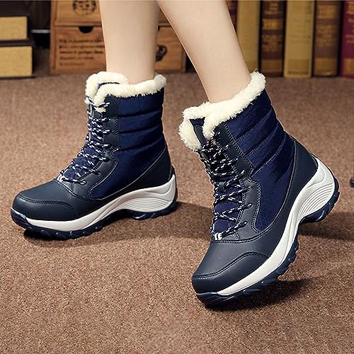 Women's Winter Warm Lightweight Mid-Calf Snow Boots Outdoor Lace-up Non-Slip Waterproof Casual Ankle-Support Short Booties Fashionable Winter Boots4