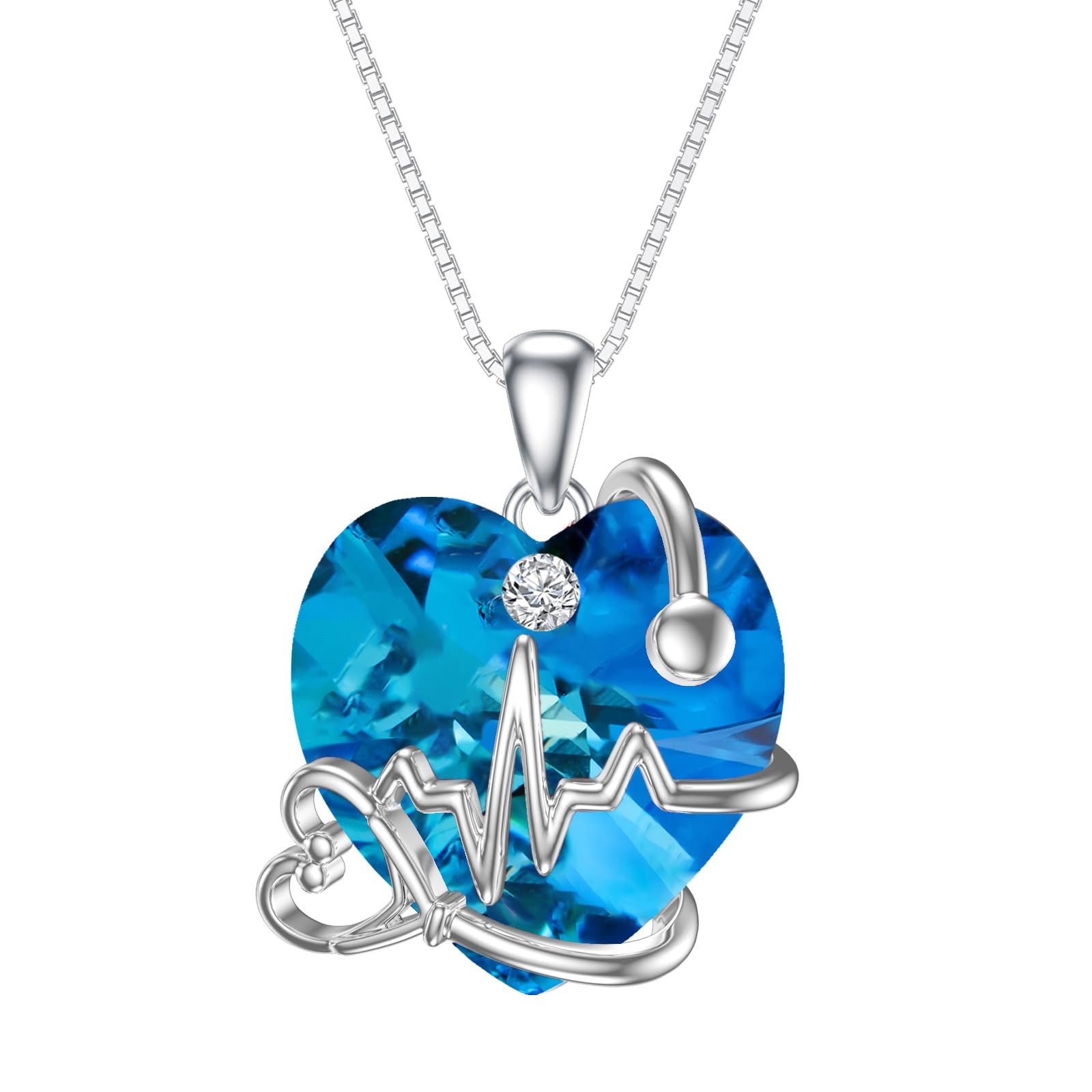 TOUPOP Stetoscopio collana da donna in argento, regalo per studentessa, infermiera, laurea, compleanno, Natale, Argento sterling