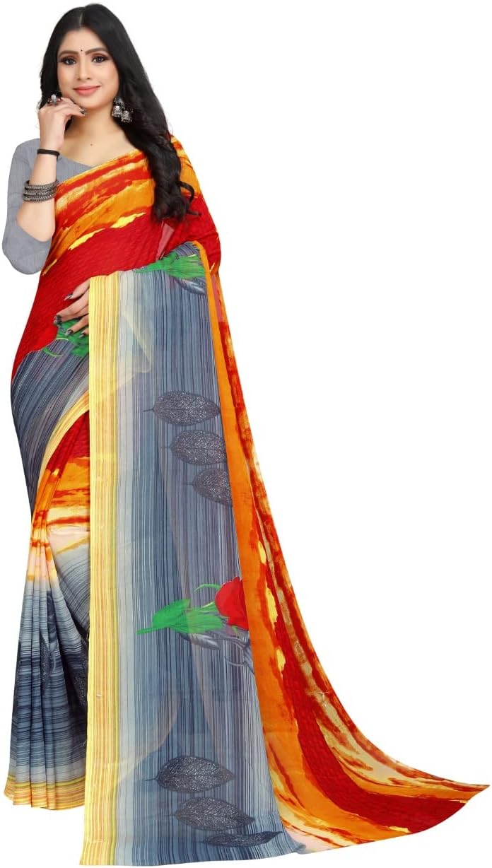 Texture IndiaWomen's Georgette Designer Printed Saree With Unstitched Boluse Piece