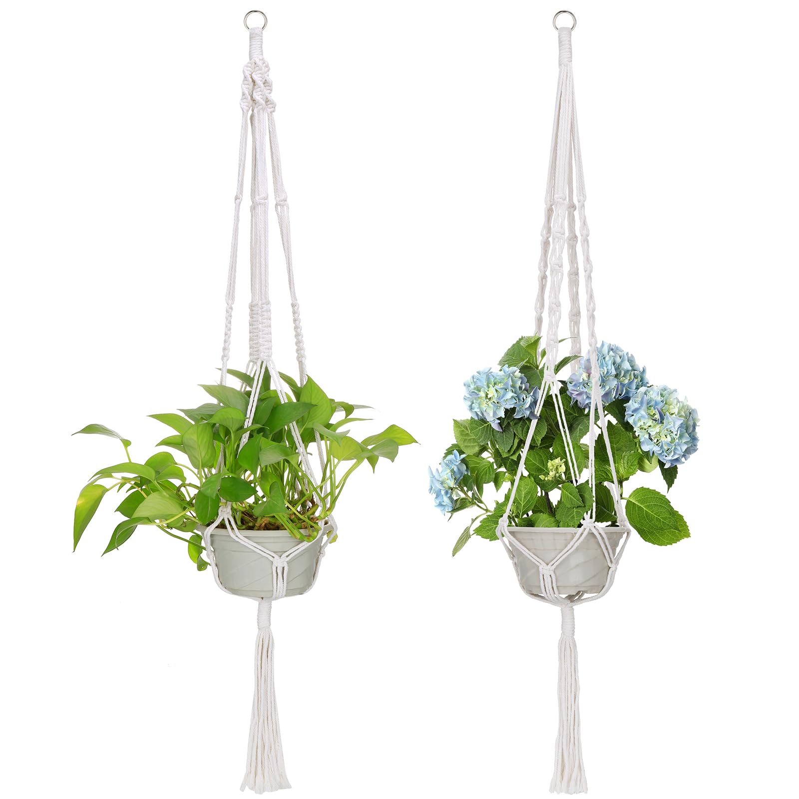 Yimomoyi 2 Piezas Macetero Colgante de Macramé para Interior y Exterior, Colgador de Plantas, Maceta Colgante Boho, Macramé Perchas de Plantas Interior para Interior/Exterior Decoración, 105 cm