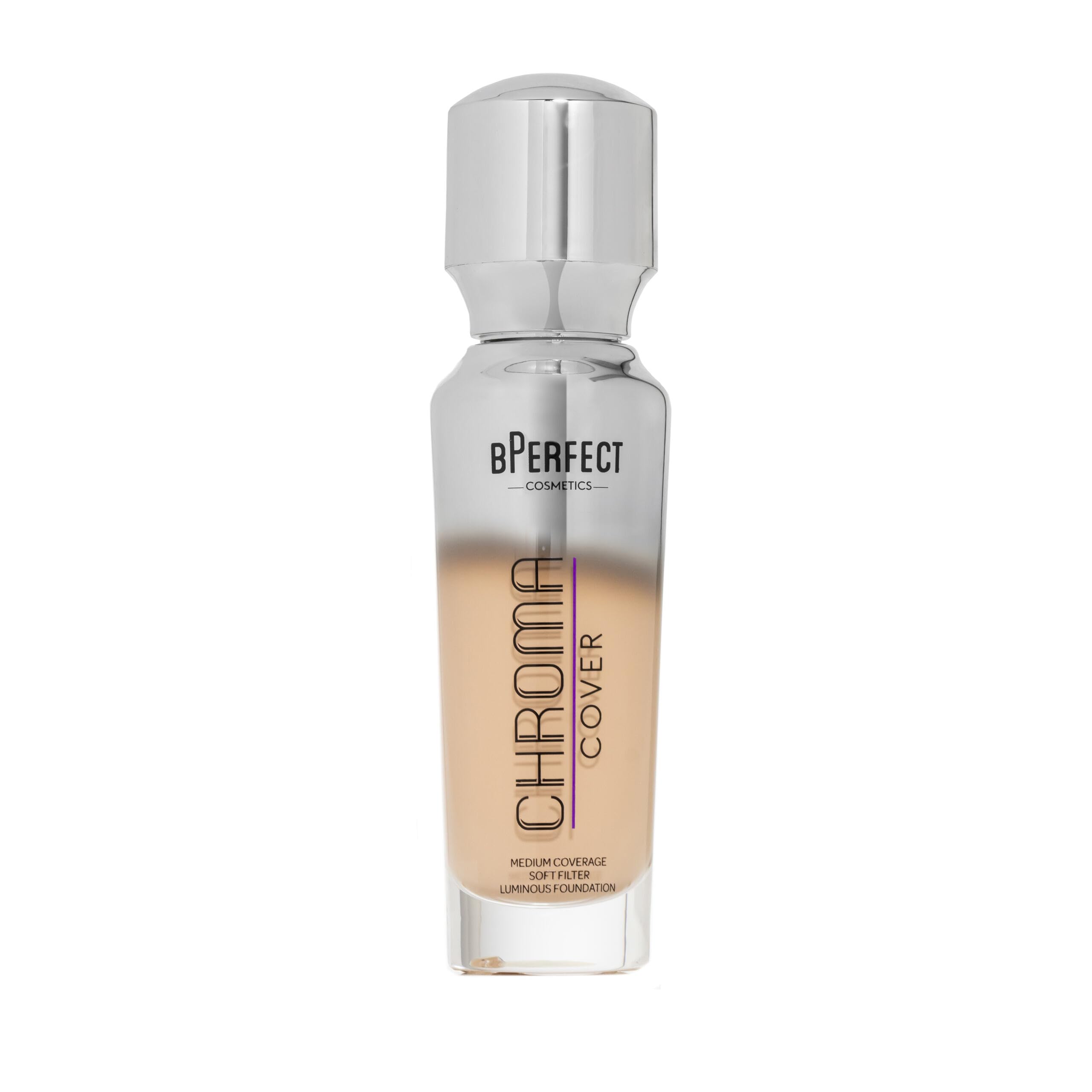BPerfect Chroma Cover Luminous Foundation - Radiant Filter Finish, Buildable Coverage - Shade 10 - W4 Medium Warm Peach Tone