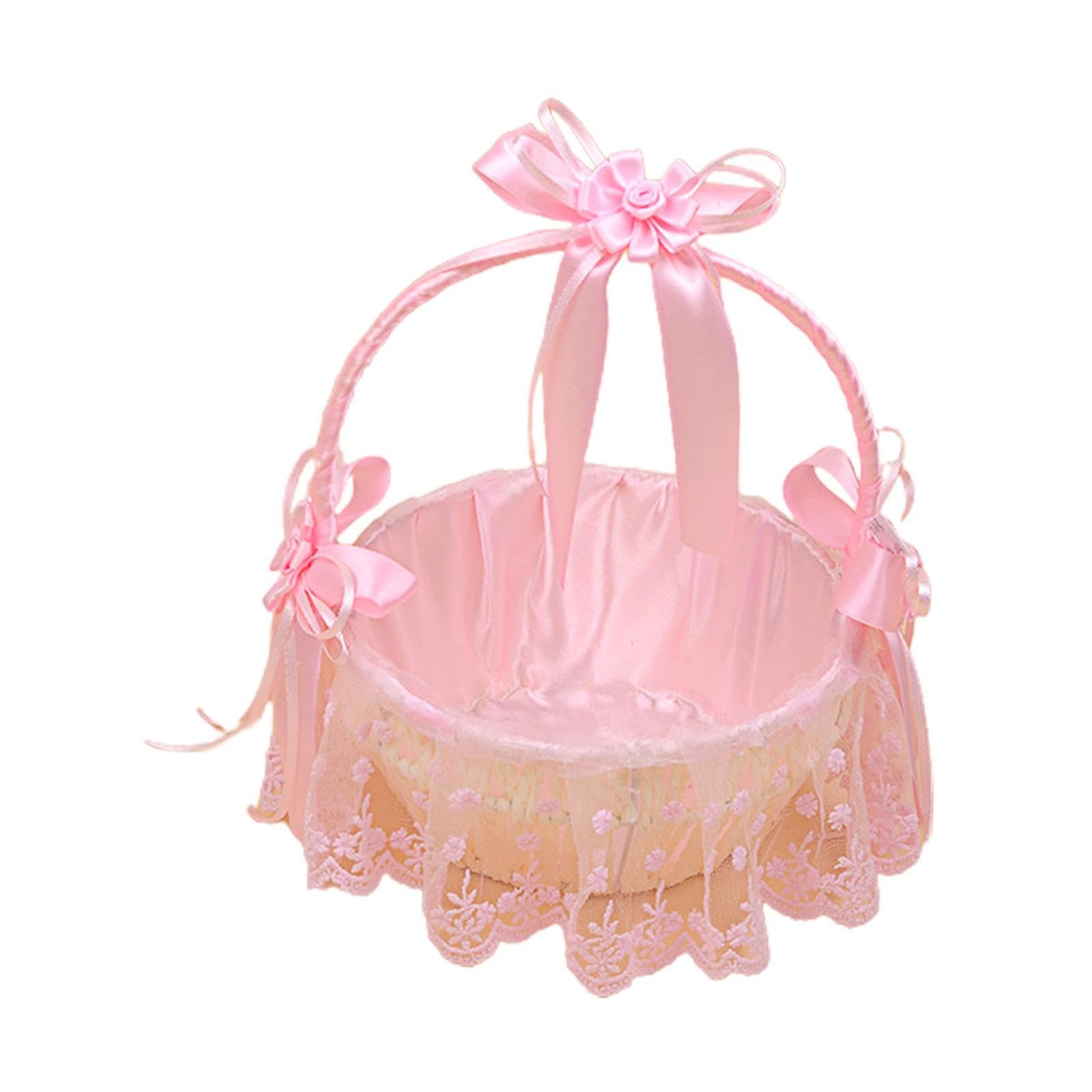 AUYXSSZ Attractive Flower Girl Baskets Wedding Basket Elegant Bowknot Celebrating Romantic Occasions Flower Girl Basket Is Romantic Wedding Decor Accessories