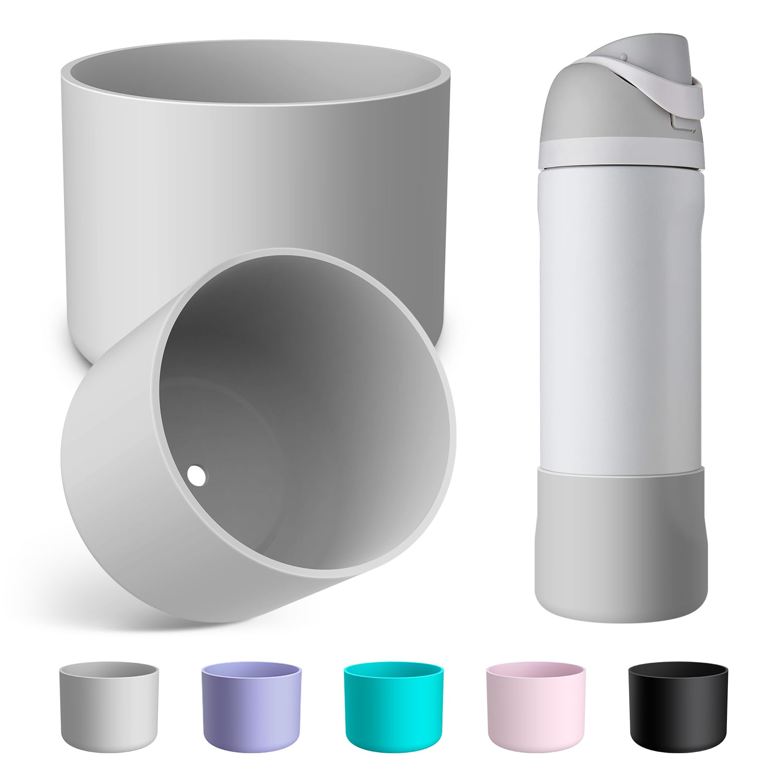 Alwenid 2PCS Silicone Water Bottle Boot for Owala 24oz 32oz 40oz, Anti-Slip Protective Sleeve Bottom Bumper Protector for FreeSip, Twist, and Flip