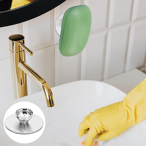 Miniatura 3 de Beavorty 1 juego de soporte de jabón montado en la pared, soporte magnético de jabón de acero inoxidable autodrenante, organizador de jabón