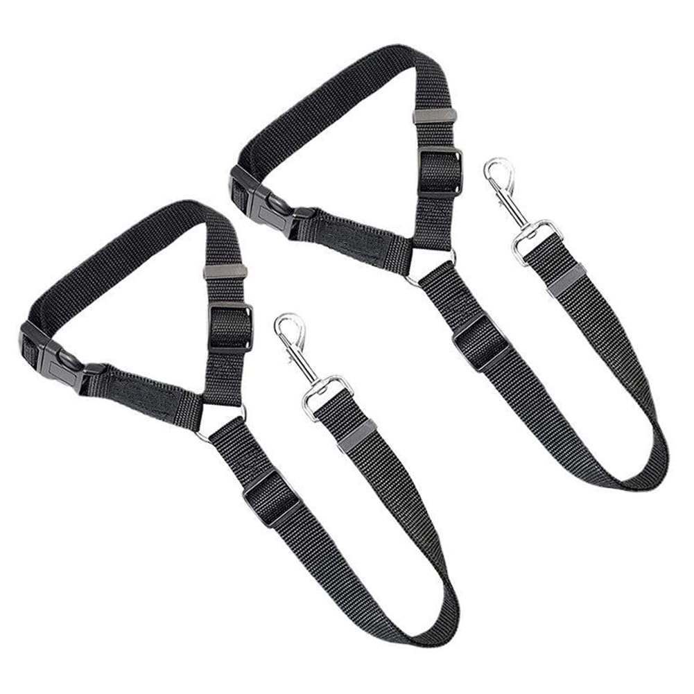 Dog Seat Belt for Car, 2 Pack Adjustable Pet Seatbelts for Vehicle Headrests, Heavy Duty and Durable Nylon Car Seatbelt Leash for Dogs Cats (Black)