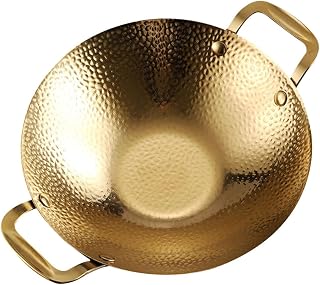 Zerodeko Stainless Steel Double-Handled Dry Pot Household Cooking Pan for Korean BBQ Non-Toxic Kitchenware for Family Gatherings and Home Cooking